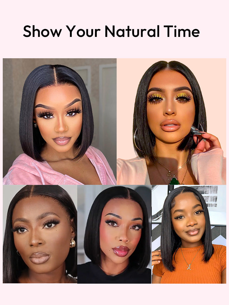 Glueless Ready To Go Wigs - Short Straight Wigs Super Invisible LY Lace Bob Wigs Human Hair
