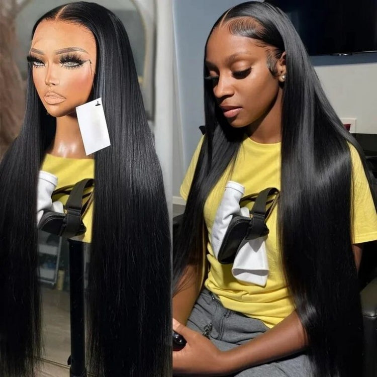 350% Density Bleached Tiny Knots Straight Human Hair 13x4 HD Lace Front Wig