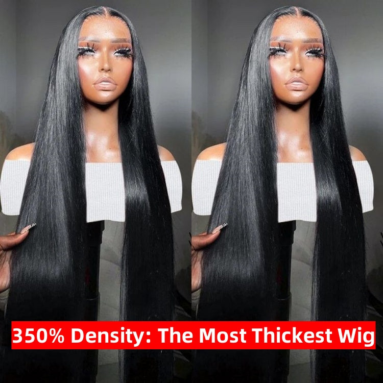 350% Density Bleached Tiny Knots Straight Human Hair 13x4 HD Lace Front Wig