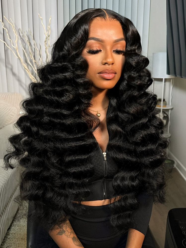 Loose Wave Wand Curls Wig 13x6 HD Lace Front Human Hair Wig With Pre-plucked&bleached
