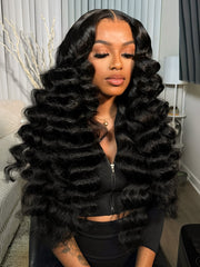 Loose Wave Wand Curls Wig 13x6 HD Lace Front Human Hair Wig With Pre-plucked&bleached