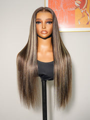 Highlight Customized Color Super Invisible LY Lace Wig Silky Straight 13x4 Lace Front Wig