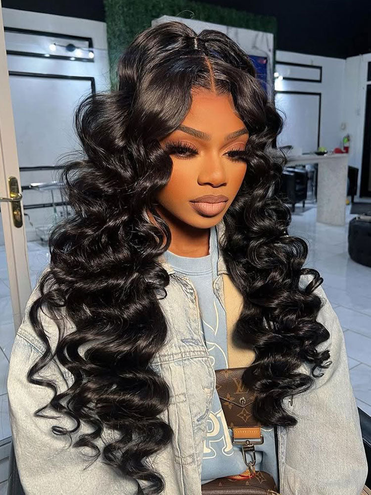Loose Wave Wand Curls Wig 13x6 HD Lace Front Human Hair Wig With Pre-plucked&bleached
