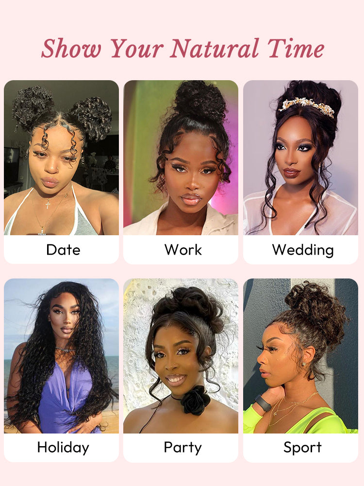 Glueless Invisi-Drawstring Flexible Fit 360 Lace Frontal Wigs Jerry Curly Wigs With Bleached Knots