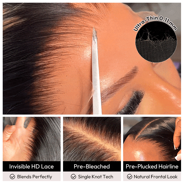 HD Lace Super Natural Hairline 28-40inch Silky Straight 13x6 Frontal Lace Wig Human Hair Pre-bleached