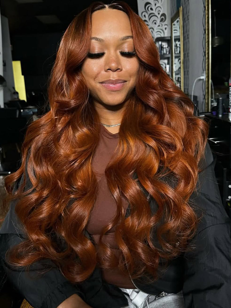 Cinnamon Brown Pre-Everything Loose Wave Wig Colored Glueless Lace Wigs With Bangs
