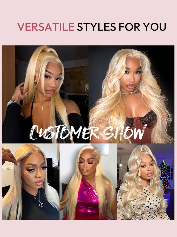 613 Blonde Long Straight and Body Wave Human Hair Super Invisible LY Lace Front Wigs