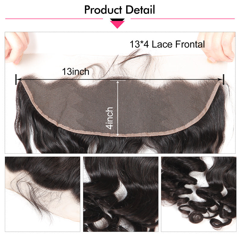 Loose Wave 3 Bundles With 13x4 Lace Frontal Human Hair Weave With Closure