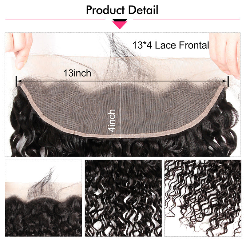 Water Wave Weave 3pc And 13*4 Lace Frontal Closures Natural Wave