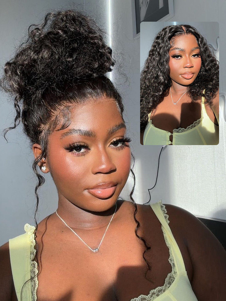 Glueless Invisi-Drawstring Flexible Fit 360 Lace Frontal Wigs Jerry Curly Wigs With Bleached Knots