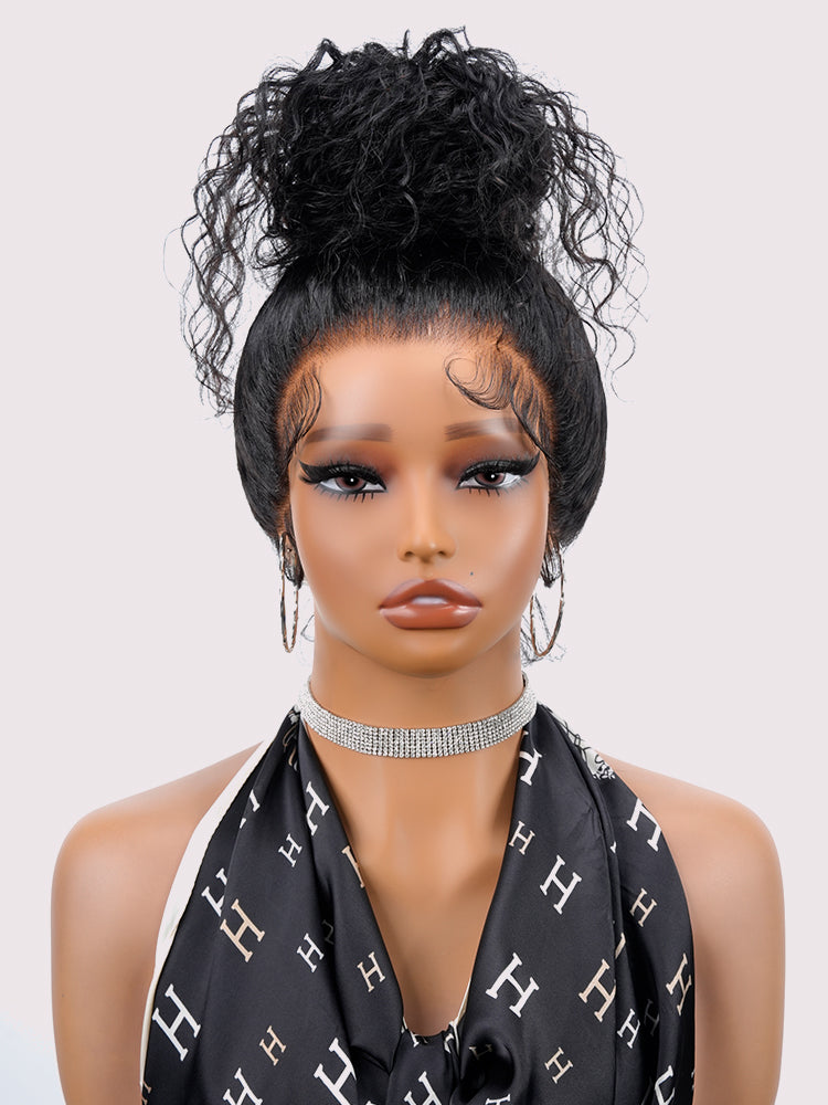 Glueless Invisi-Drawstring Flexible Fit 360 Lace Frontal Wigs Jerry Curly Wigs With Bleached Knots