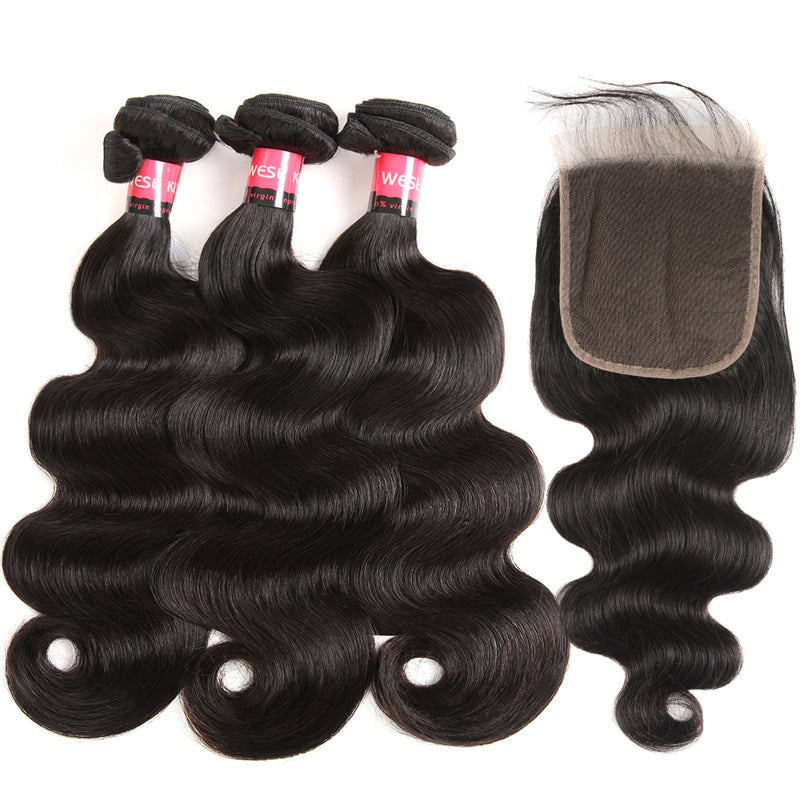 Brazilian Body Wave Hair Bundles 3 Bundles And 5*5 HD Lace Closure 100% Human Hair