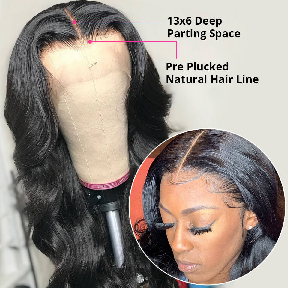 250% Density Body Wave Wig Human Hair HD Lace Wigs With Bleached Knots