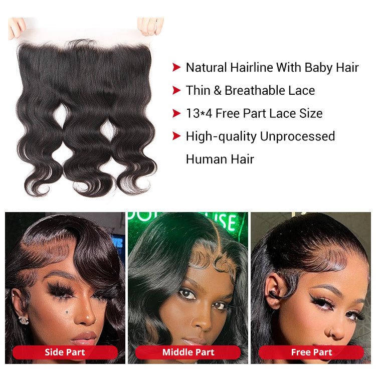 Body Wave 13*4 Lace Frontal Closure And Virgin Brazilian Hair Weave 3 Bundles