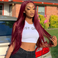 99J Wigs Straight Hair 5*5 / 4*4 Closure Wigs Pre Colored Lace Wigs