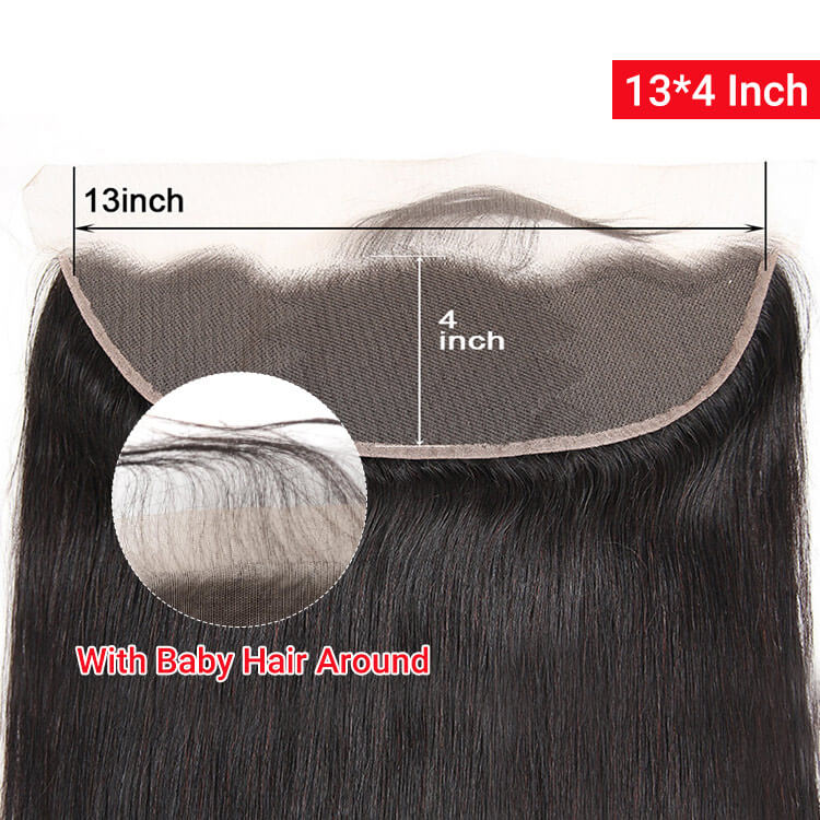 Brazilian Straight Bundles 3 PCS With 13x4 Lace Frontal Closure
