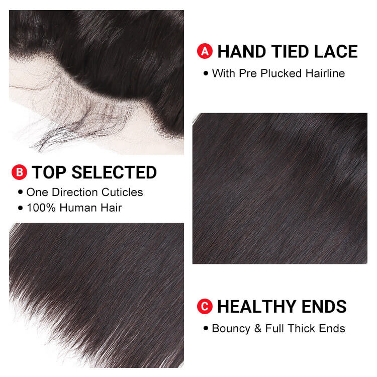 Brazilian Straight Bundles 3 PCS With 13x4 Lace Frontal Closure