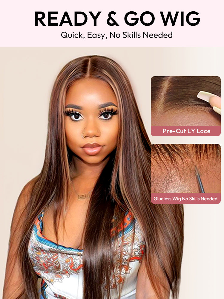 Glueless Ready To Go Wigs - Piano Colored Body Wave 5*5 Closure Wigs With Highlights
