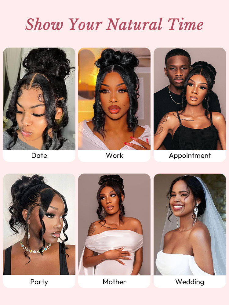 Glueless Invisi Drawstring 360 Lace Wig Throw on&go Side Part Body Wave Pre-Max Lace Front Wig