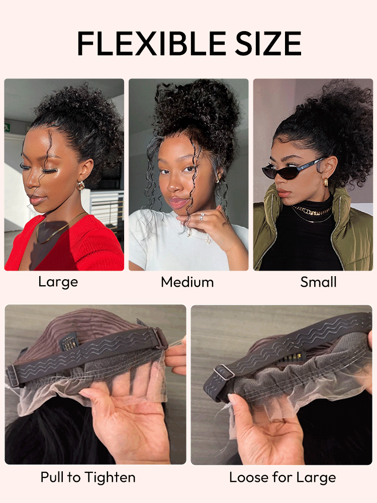 Glueless Invisi-Drawstring Flexible Fit 360 Lace Frontal Wigs Jerry Curly Wigs With Bleached Knots