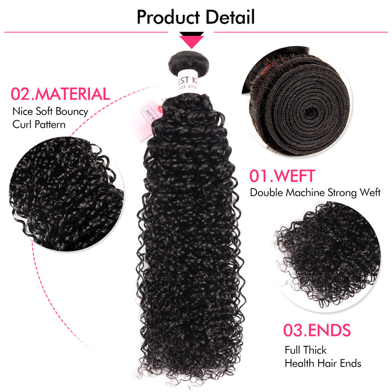 Curly Hair Products 3PC Curly Weaves With Closures 4x4 Lace Closures