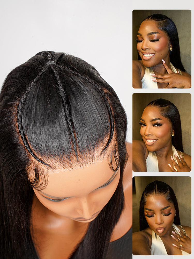 Pre-Styled Natural Black 10-14Inch Short Bob Wigs Ready To Go Pre-Cut 13x4 No Need Glue Lace Front Wigs