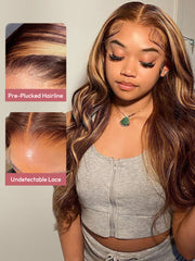 Glueless Ready To Go Wigs - Piano Colored Body Wave 5*5 Closure Wigs With Highlights