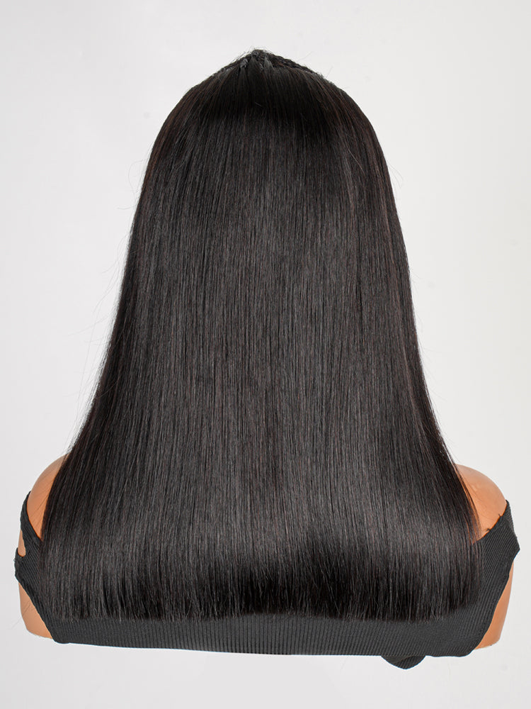 Pre-Styled Natural Black 10-14Inch Short Bob Wigs Ready To Go Pre-Cut 13x4 No Need Glue Lace Front Wigs