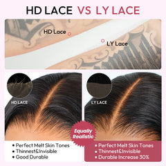 350% Density Bleached Tiny Knots Straight Human Hair 13x4 HD Lace Front Wig