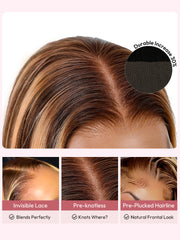 Glueless Ready To Go Wigs - Piano Colored Body Wave 5*5 Closure Wigs With Highlights