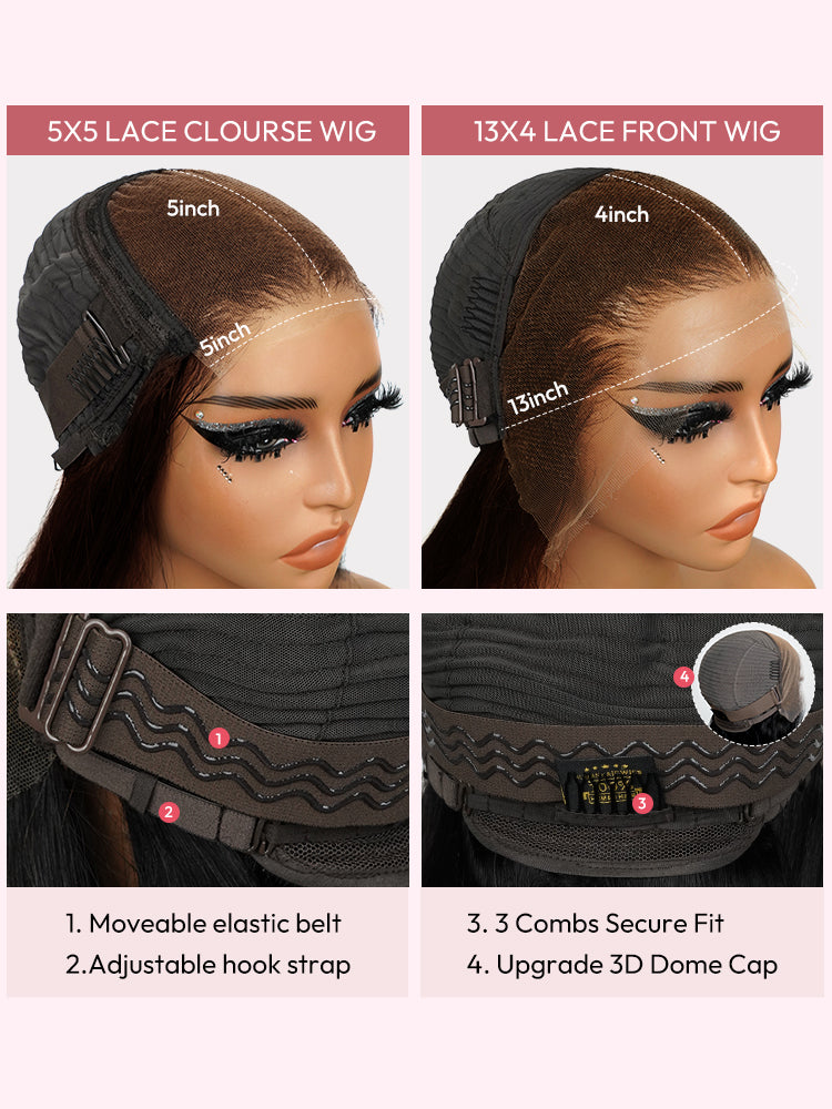Glueless Ready To Go Wigs - Piano Colored Body Wave 5*5 Closure Wigs With Highlights