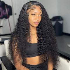 250% Density Glueless Curly Human Hair Wigs Transparent HD Lace Wigs