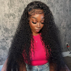 250% Density Glueless Curly Human Hair Wigs Transparent HD Lace Wigs