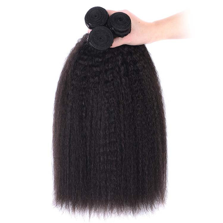 Brazilian Hair Kinky Straight Hair 3 Bundles With a Pre Plucked Ear To Ear Lace Frontal