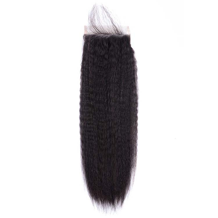 Kinky Straight Hair 3 Bundles With a Brazilian Kinky Straight Hair 4x4 Lace Closure