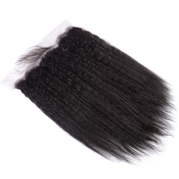 Brazilian Hair Kinky Straight Hair 3 Bundles With a Pre Plucked Ear To Ear Lace Frontal