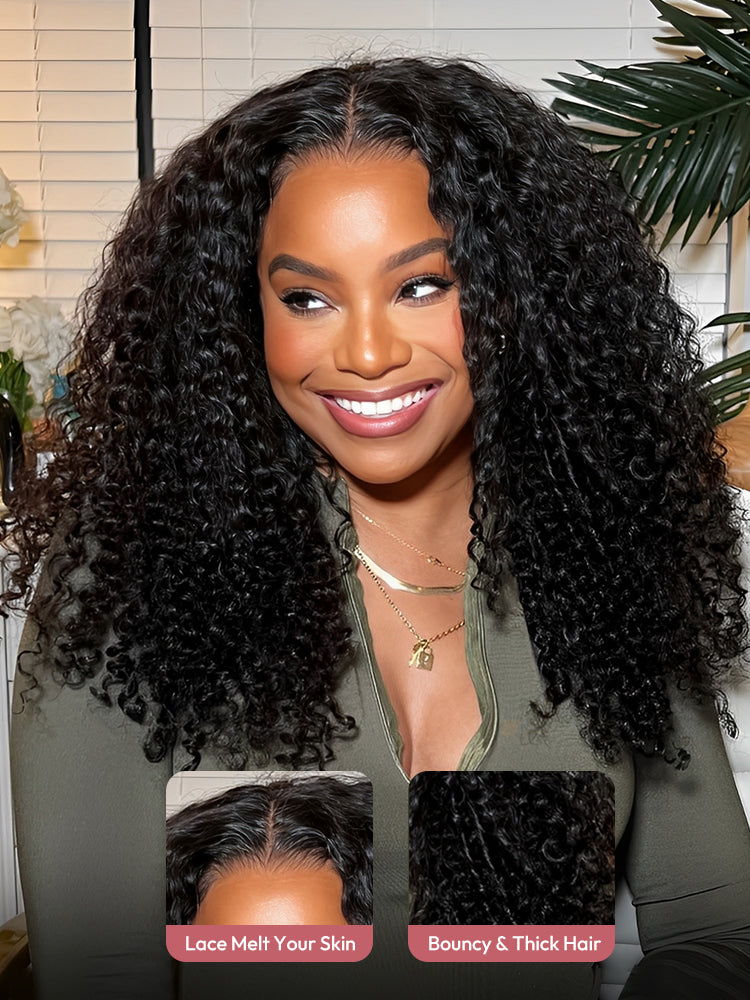 West Kiss Burmese Curly Wave 5x7 Human Hair Lace Front Wigs With 250% Density Ready To Go Wig Natural Hairline