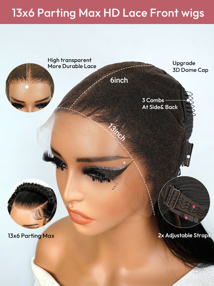 13*6 Long HD Lace Front Wigs Water Wave 36inch Long Human Hair Wigs