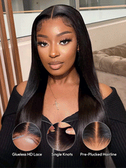 Affordable Long Wigs 16-40 Inches Straight Hair 13x4 Lace Front Wigs With Bleached Knots