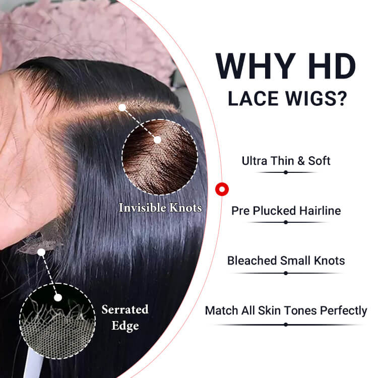 16-40 Inches Long Wigs HD Lace Front Wigs Preplucked Hairline Body Wave Real Human Hair