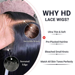 16-40 Inches Long Wigs HD Lace Front Wigs Preplucked Hairline Body Wave Real Human Hair