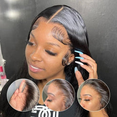 250% Density Wigs Human Hair Straight Pre Plucked Lace Front Wigs