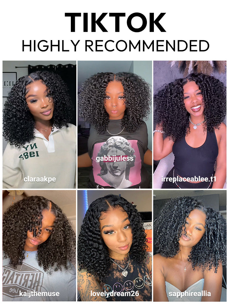 250% Density Curly Glueless Wigs Ready To Go Pre Bleached Pre Cut HD Lace Wigs