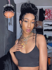 Glueless Invisi-Drawstring Flexible Fit 360 Lace Frontal Wigs Jerry Curly Wigs With Bleached Knots
